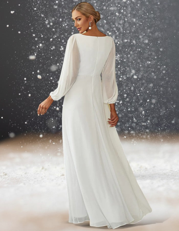 Robe Blanche Cocktail Cérémonie de Mariage dos