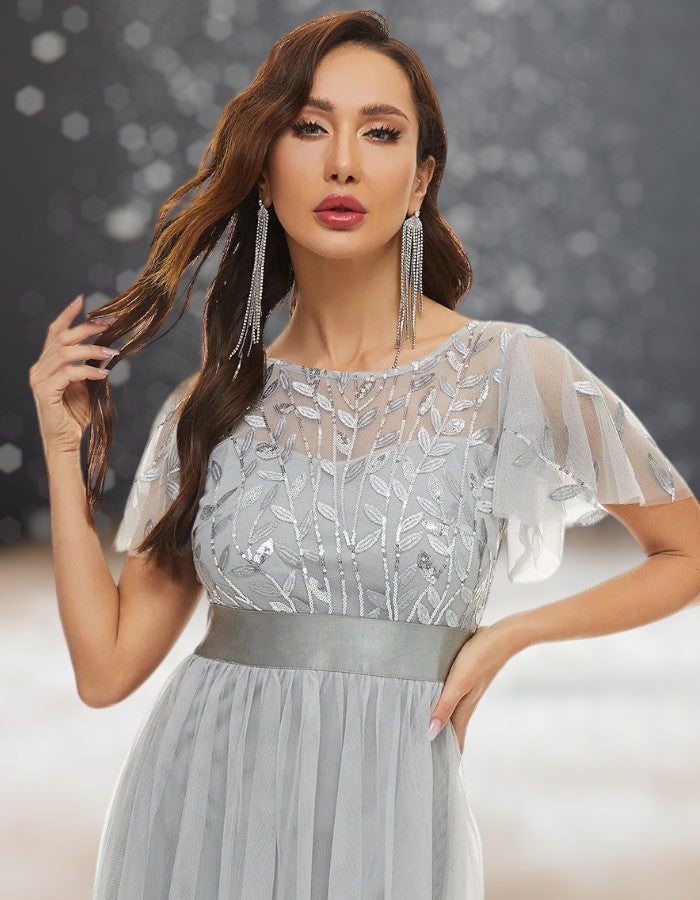 Robe Cocktail Grise pour Mariage zoom