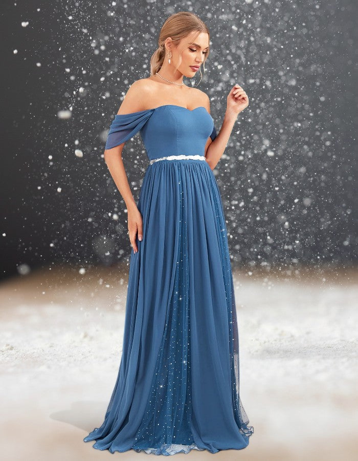 Robe Cocktail Mariage Bleu femme blonde