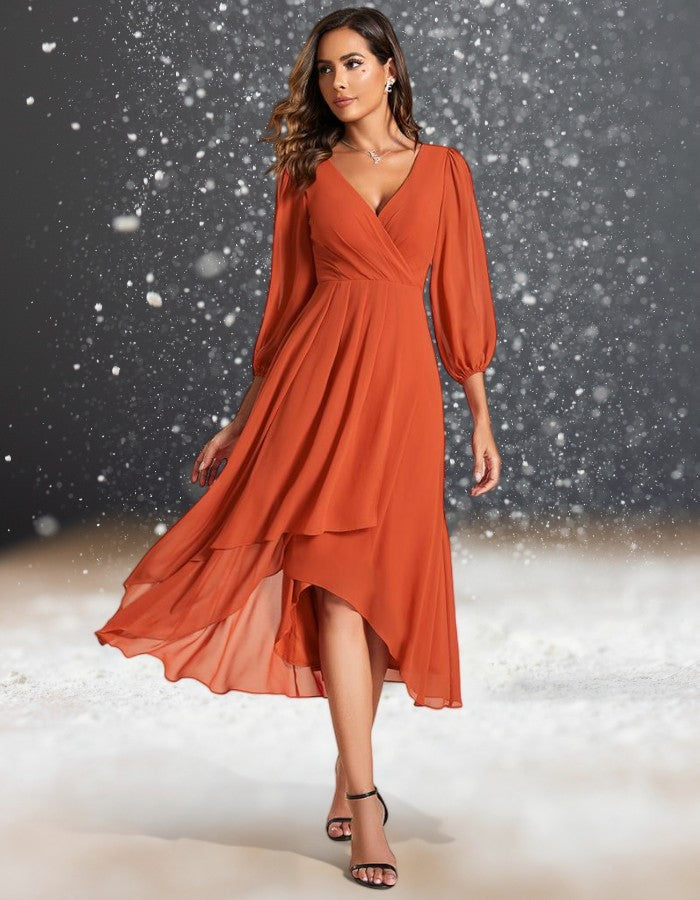 Robe Cocktail Mariage Orange