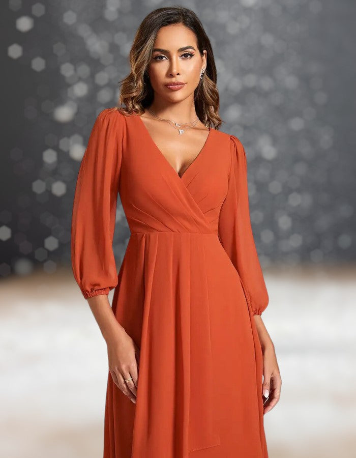 Robe Cocktail Mariage Orange détails