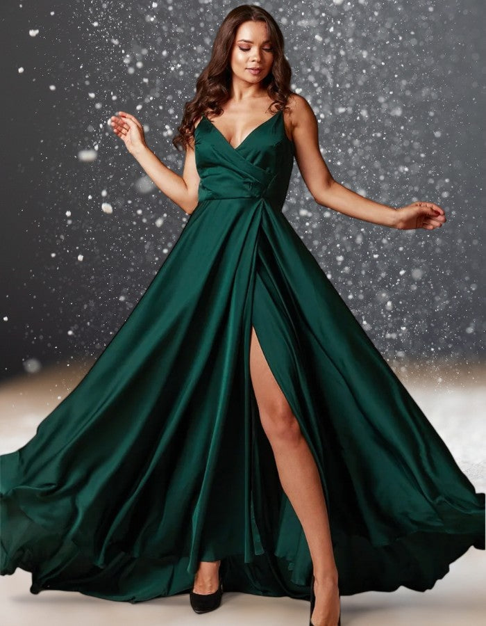 Robe Cocktail Mariage Vert Sapin longue