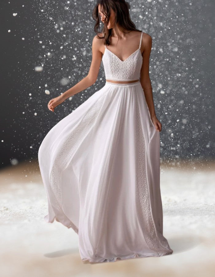 Robe de Cocktail Blanche pour Mariage bohème