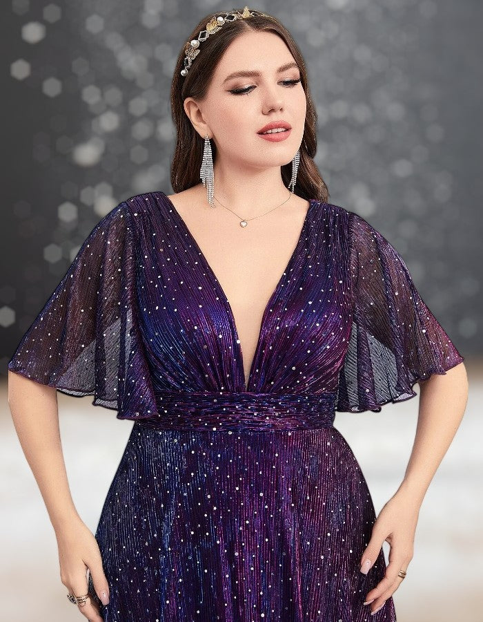 Robe de Cocktail Grande Taille pour Mariage violette