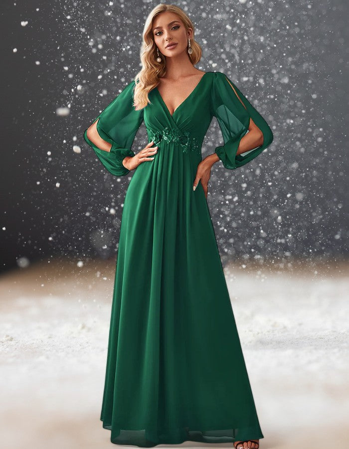 Esméralda robe de cocktail mariage vert émeraude