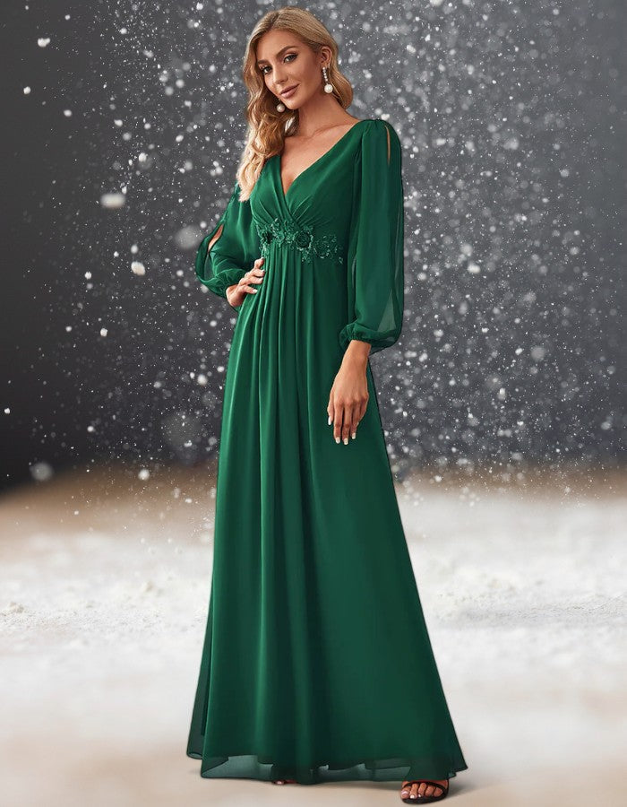 Robe de Cocktail Mariage Vert Émeraude femme