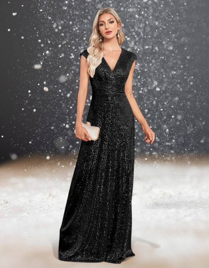 Robe de Cocktail Noire pour Mariage blonde