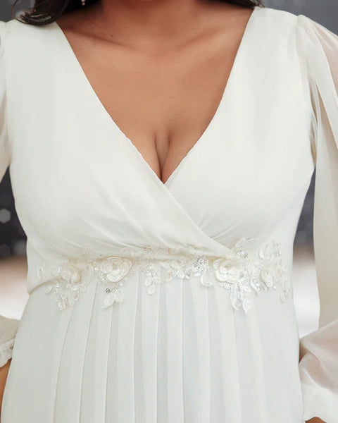 Robe Blanche Cocktail Cérémonie de Mariage décolter
