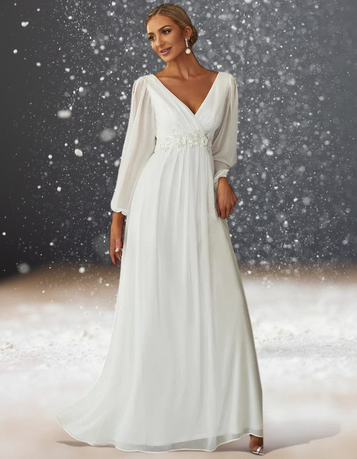 Robe Blanche Cocktail Cérémonie de Mariage face