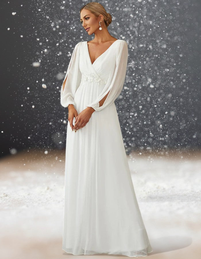 Robe Blanche Cocktail Cérémonie de Mariage longue