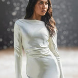 Robe Blanche Longue Cocktail Mariage face