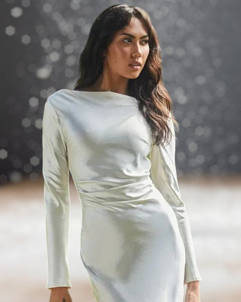 Robe Blanche Longue Cocktail Mariage face