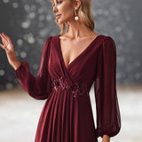 Robe Bordeaux Cérémonie de Mariage Cocktail décolter