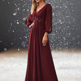 Robe Bordeaux Cérémonie de Mariage Cocktail longue