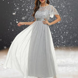 Robe Cocktail Grise pour Mariage face