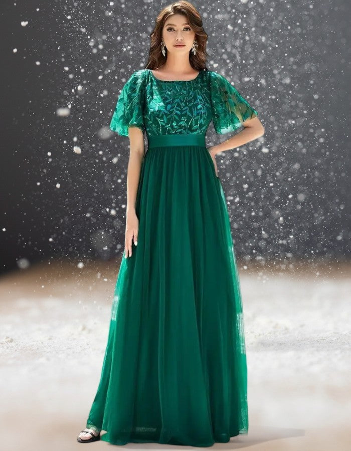 Robe Cocktail Vintage DRESSTELLS – Robe Invitée Mariage élégante Fluide A-line, Longueur Thé, Manches Courtes, Look Années 60 Rétro Chic 2024