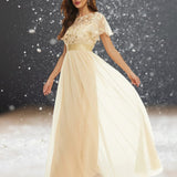 Robe Cocktail Mariage Beige longue