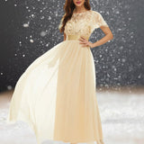 Robe Cocktail Mariage Beige face