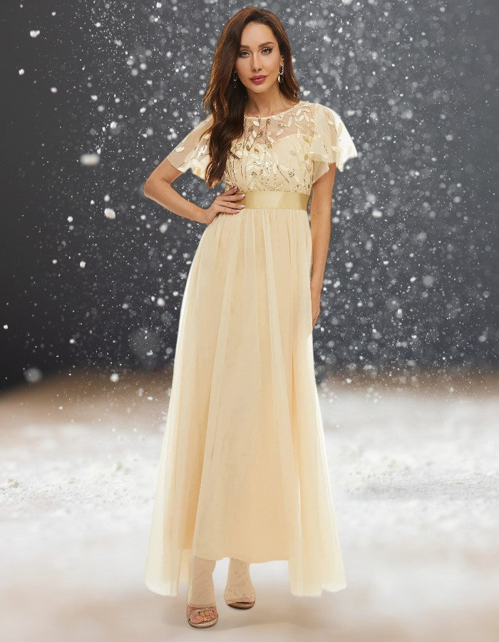 Robe Cocktail Mariage Beige