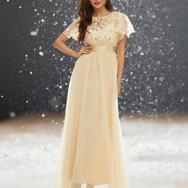 Robe Cocktail Mariage Beige