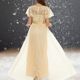 Robe Cocktail Mariage Beige dos