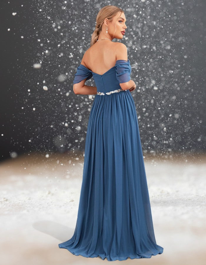 Robe Cocktail Mariage Bleu de dos