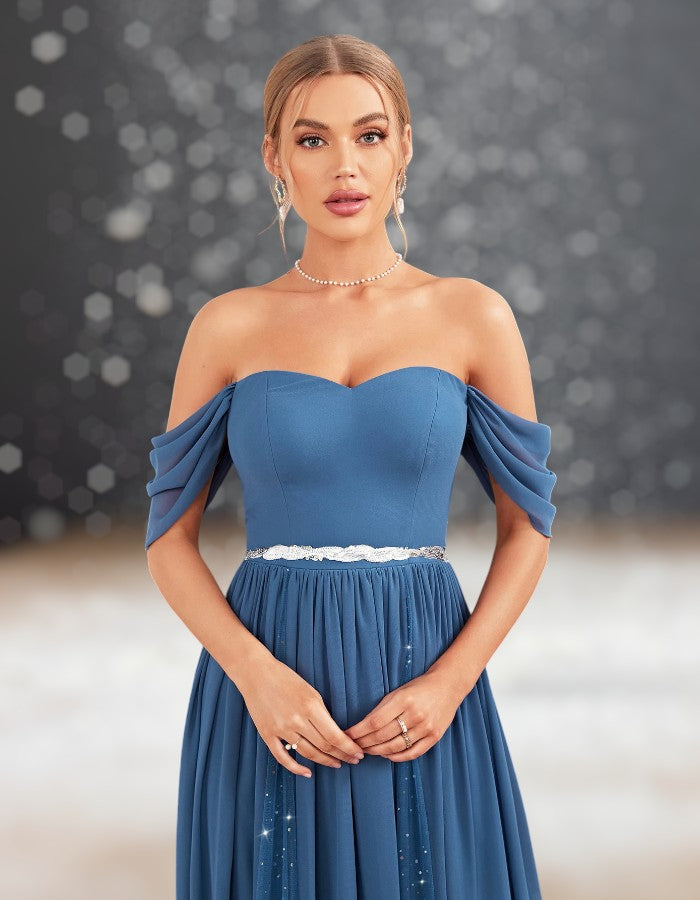 Robe Cocktail Mariage Bleu paillettes