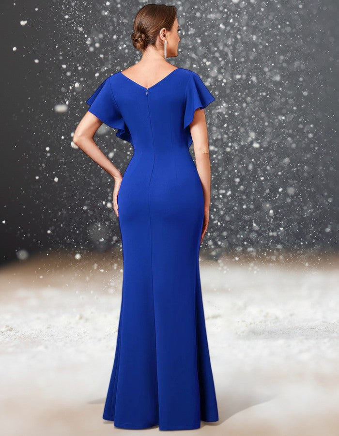 Robe Cocktail Mariage Bleu Roi dos