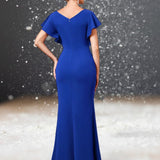 Robe Cocktail Mariage Bleu Roi dos