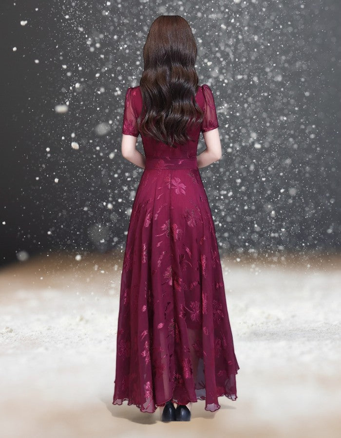 Robe Cocktail Mariage Bordeaux de dos