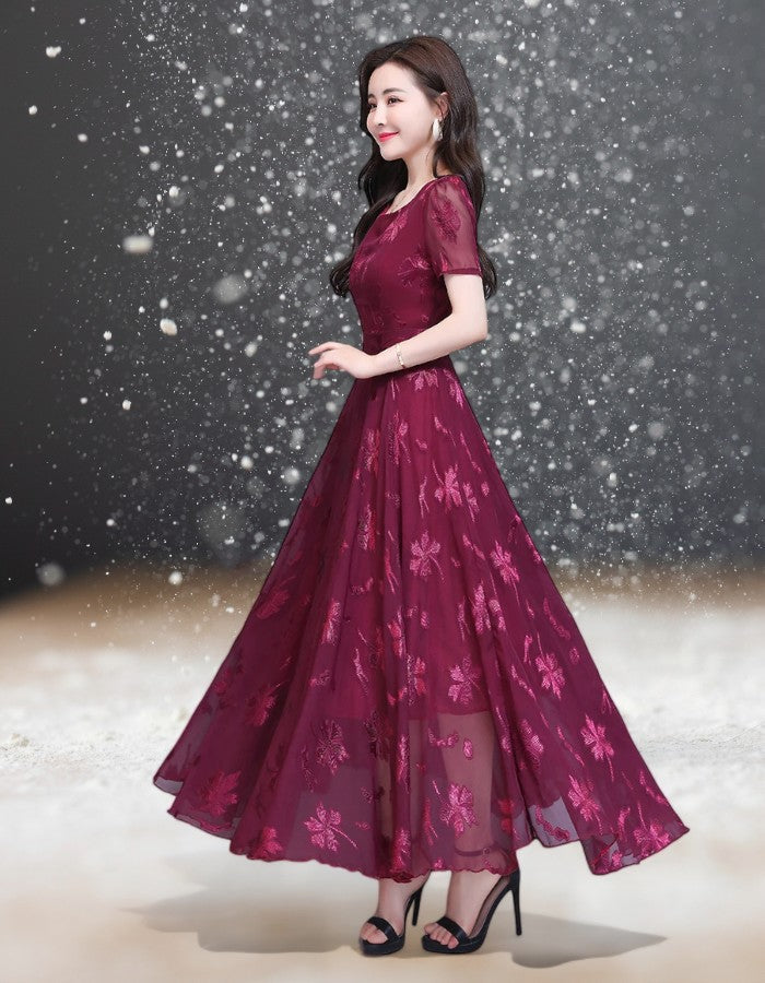 Robe Cocktail Mariage Bordeaux femme