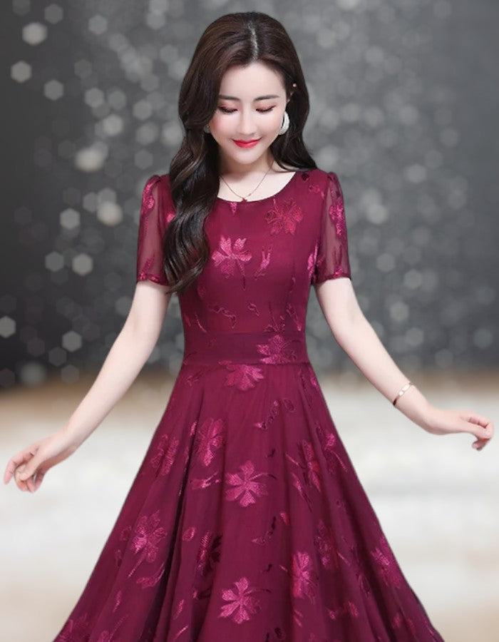 Robe Cocktail Mariage Bordeaux zoom