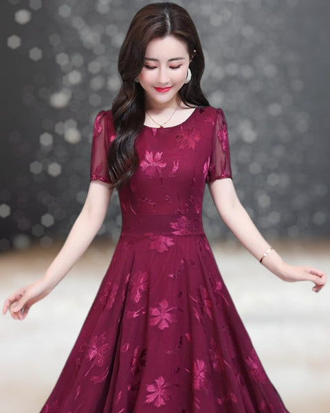 Robe Cocktail Mariage Bordeaux zoom