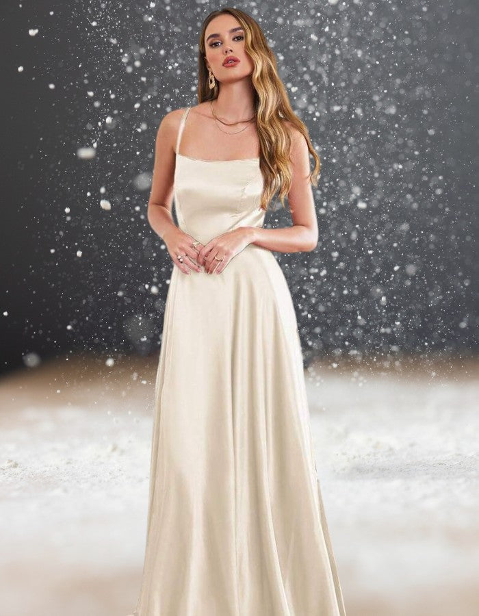 Robe Cocktail Mariage Champagne longue