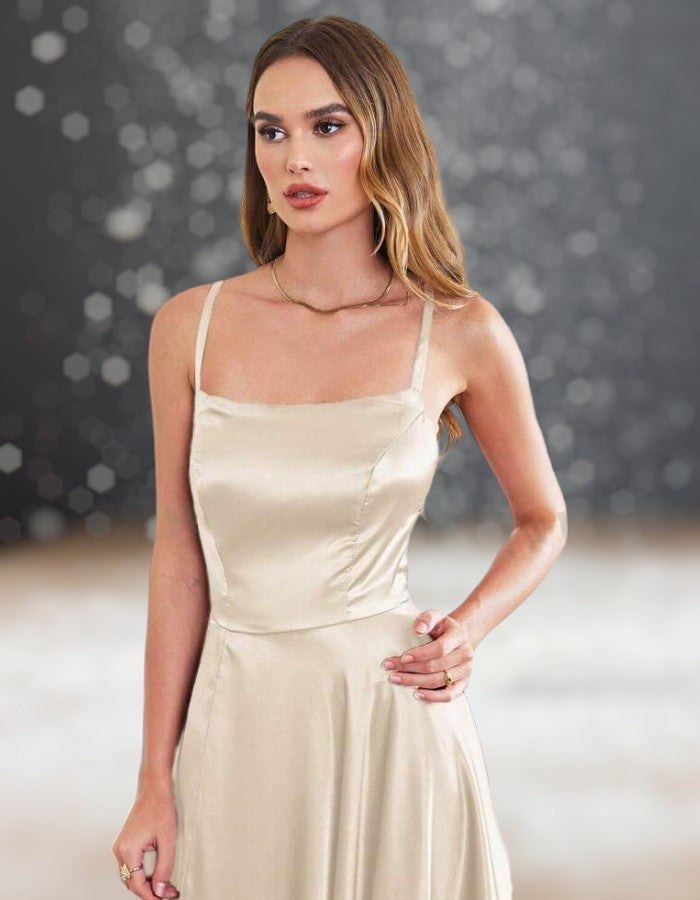Robe Cocktail Mariage Champagne zoom