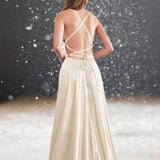 Robe Cocktail Mariage Champagne dos