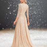 Robe Cocktail Mariage Doré Femme de dos