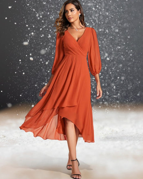 Robe Cocktail Mariage Orange