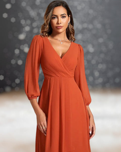 Robe Cocktail Mariage Orange détails