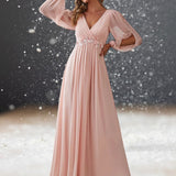 Robe Cocktail Mariage Rose Poudré