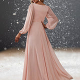 Robe Cocktail Mariage Rose Poudré