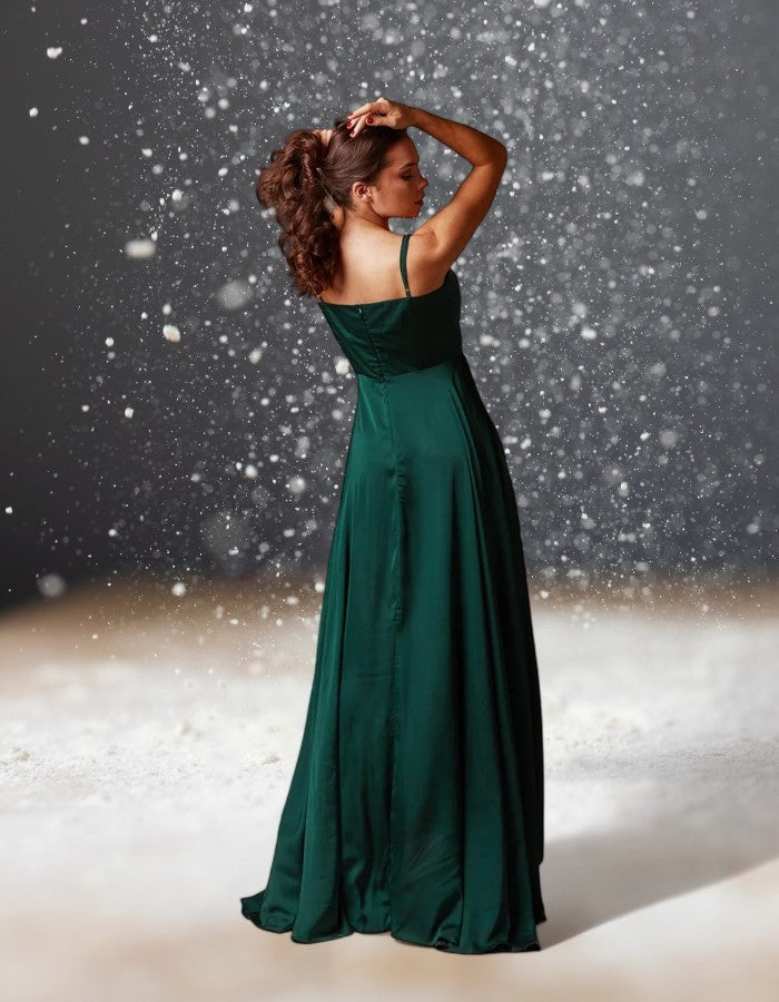 Robe Cocktail Mariage Vert Sapin de dos