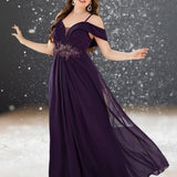 Robe Cocktail Mariage Violet grande taille