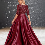 Robe Cocktail Satin Cérémonie Mariage de dos