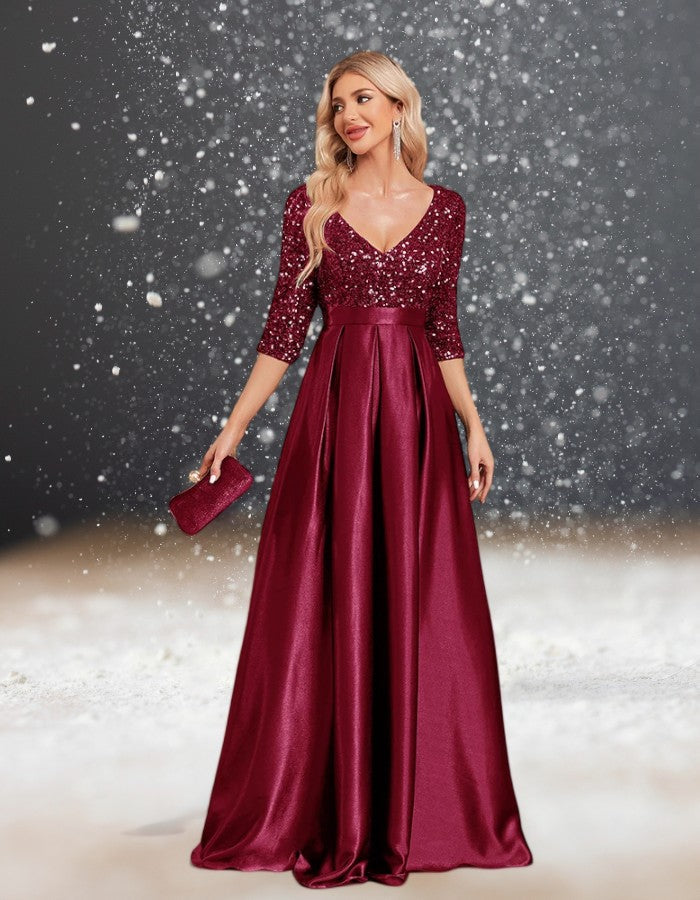 Robe Cocktail Satin Cérémonie Mariage rouge