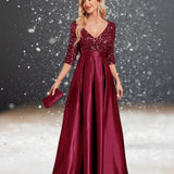 Robe Cocktail Satin Cérémonie Mariage rouge