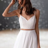 Robe de Cocktail Blanche pour Mariage zoom