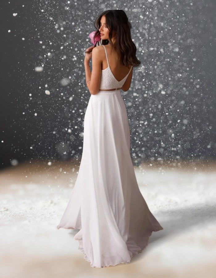 Robe de Cocktail Blanche pour Mariage de dos