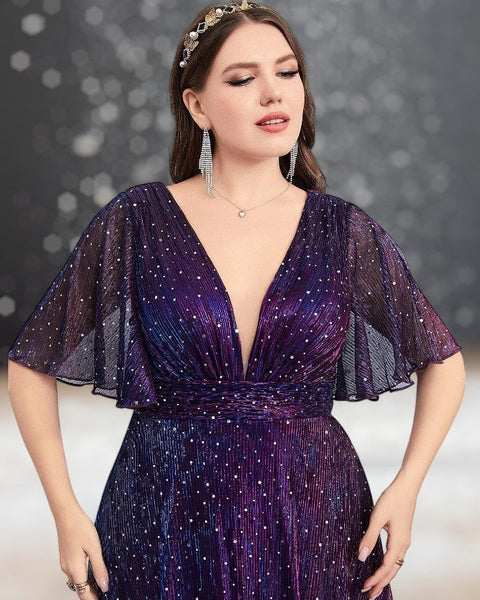 Robe de Cocktail Grande Taille pour Mariage violette