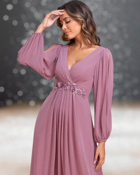 Robe de Cocktail Longue pour Mariage Violette zoom